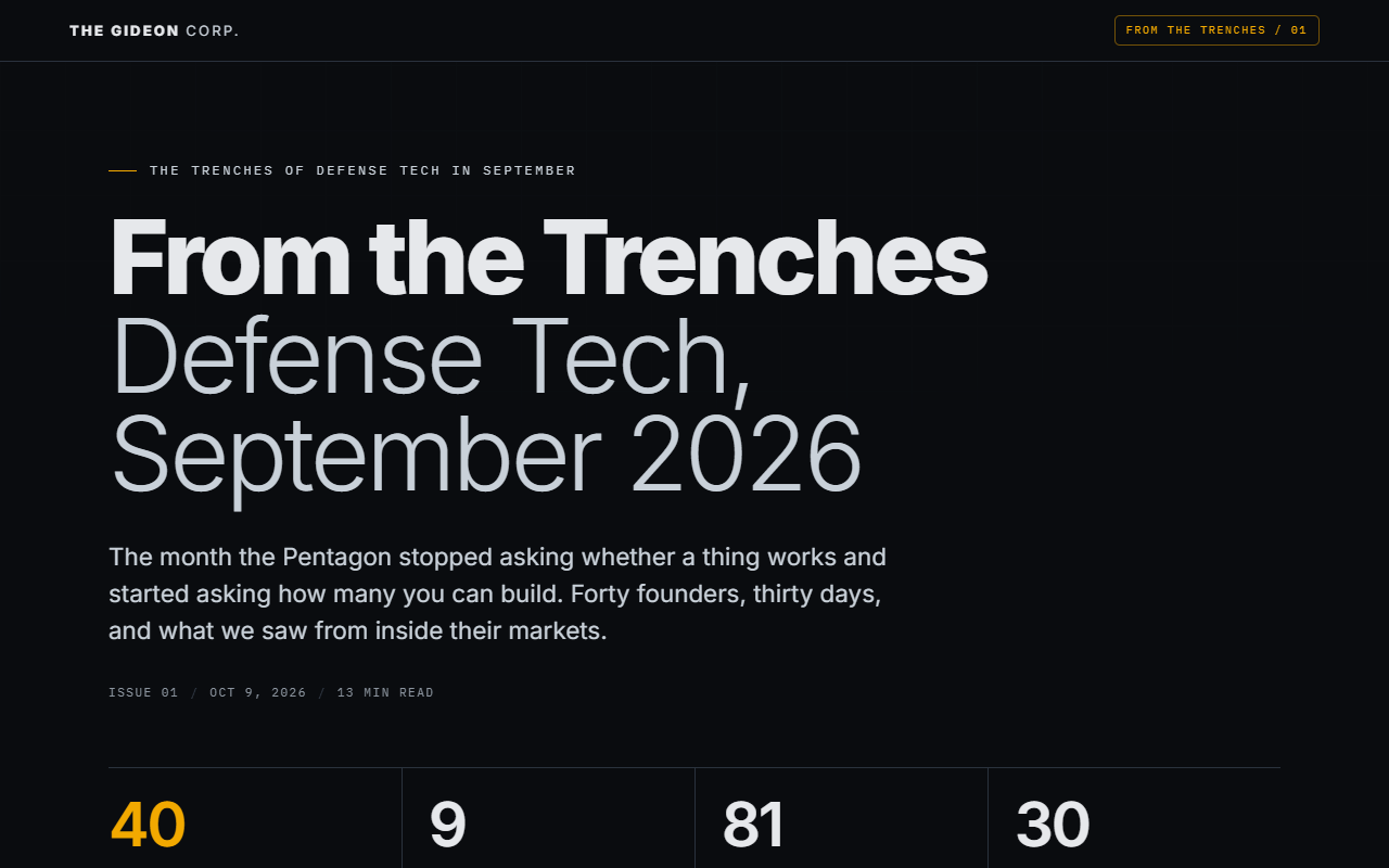 From the Trenches: a globe of September 2026 defense events and where forty founders were pointed